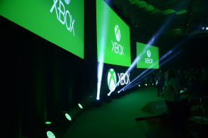 Licht-/ und Tontechnik der Firma Schiffini für den Xbox Stand auf der Gamescom